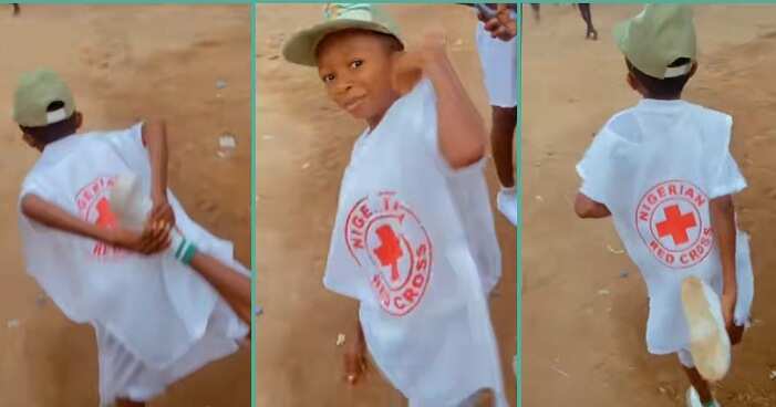 Corper with small stature joins Red Cross in camp, goes viral