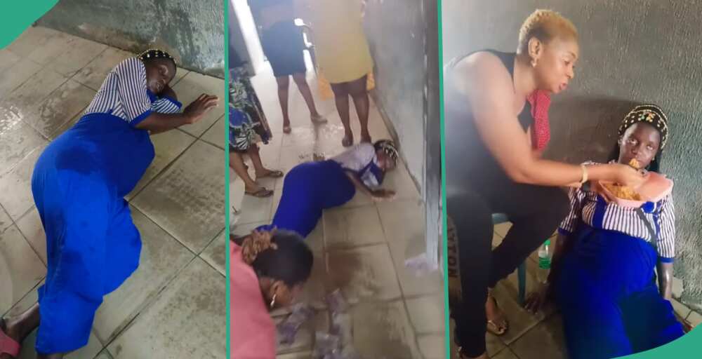 Video as pregnant hawker faints in market over lack of food