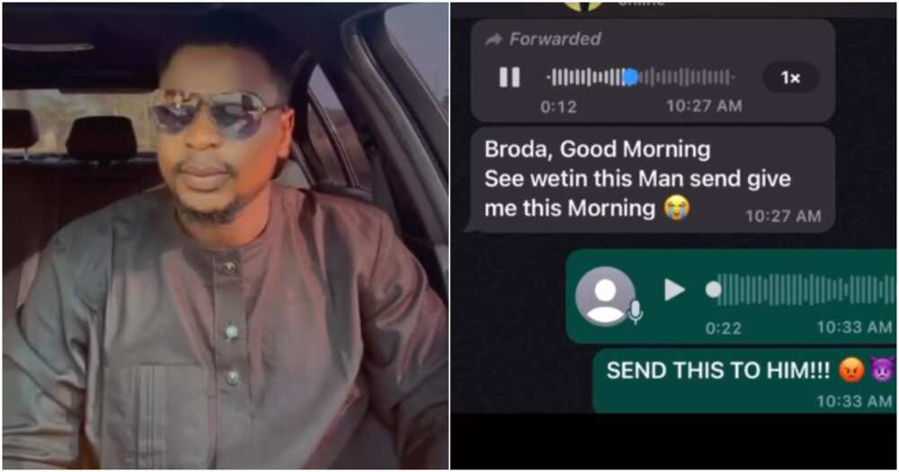 Reactions as man releases voice note his younger sister got from their landlord, gets angry