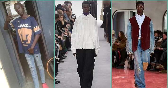Model flaunts transformation as he walks runway for international brands