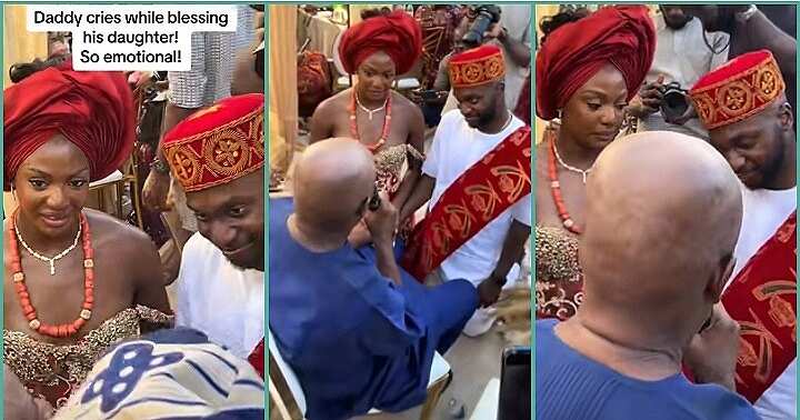 Watch emotional video of Nigerian dad crying at daughter's wedding