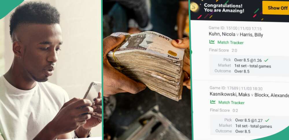 Nigerian man wins N114,000 in betting.