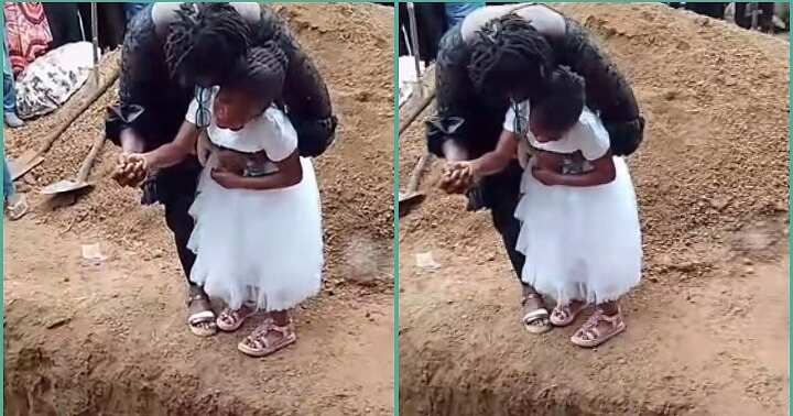 Watch heartbreaking video of little girl crying at her mother's graveside