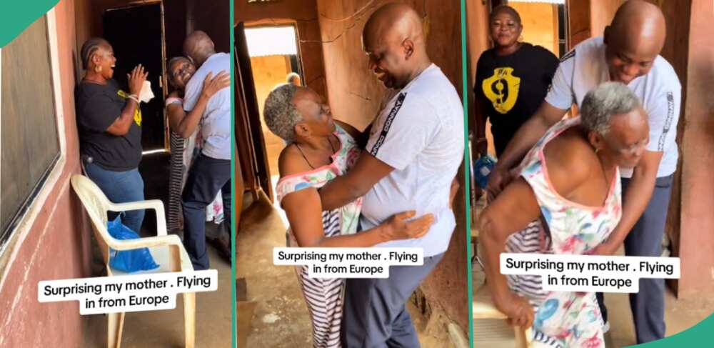 Man in tears as he reunites with mum and siblings in Nigeria