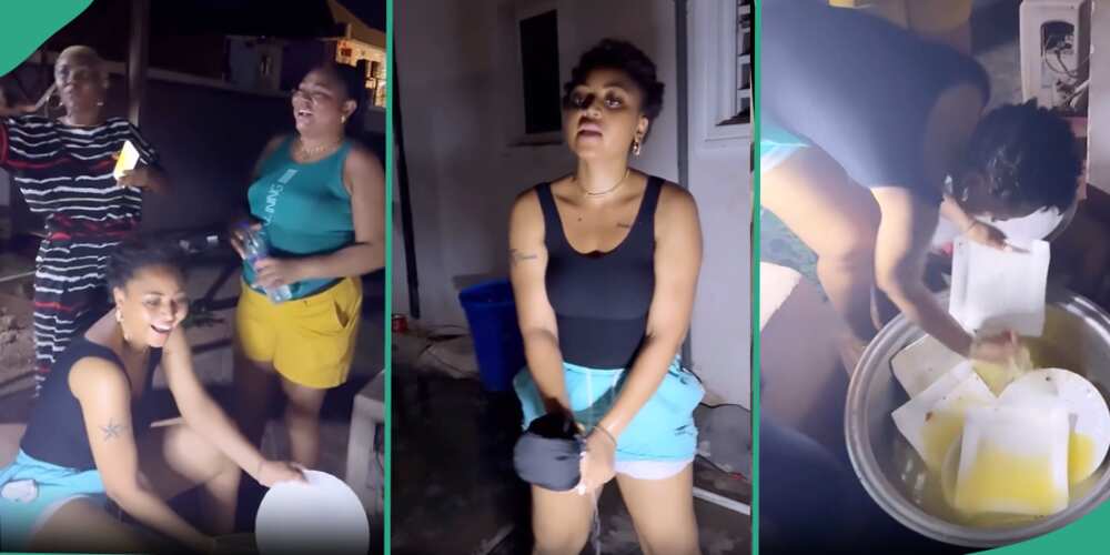 Regina Daniels' mother makes her wash plates, clothes, with her hand in viral video.