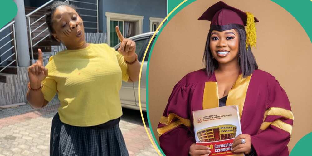 Wumi Toriola celebrates as she bags a master degree from Lautech