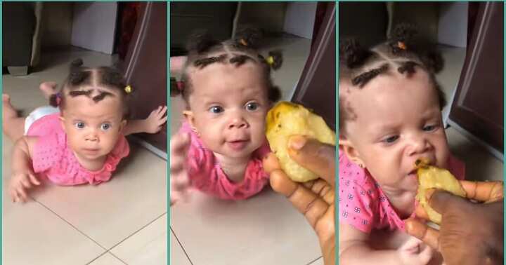 Video shows baby enjoying garri and soup
