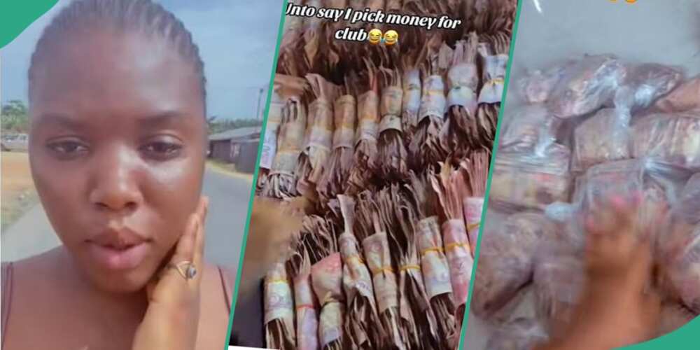 Lady shows off wads of N100 notes she picked at club
