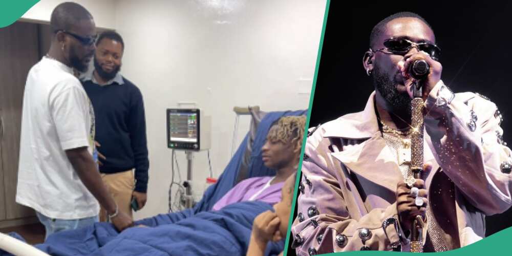 Reactions as Adekunle Gold visits Khaid's hospital