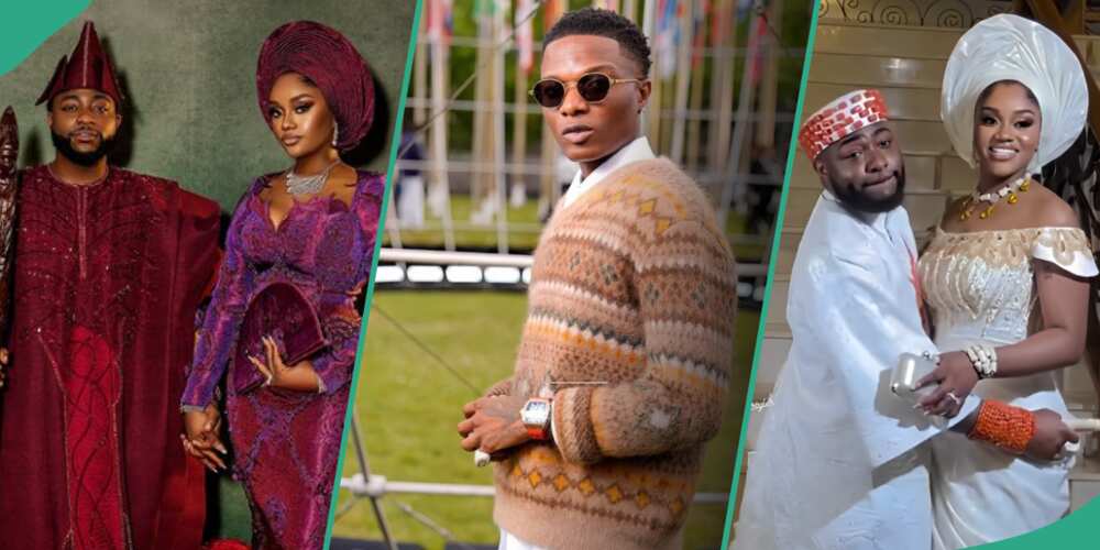 Davido and Chioma at their wedding, Wizkid in LV fashion week Paris, Davido and wife Chioma