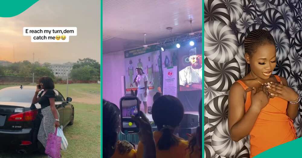 Lady corper climbs for a stand up comedy