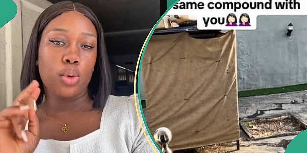 Lady flees Benin after landlord kept dog cage in front of her house