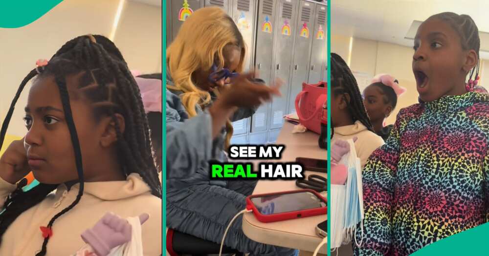 Children dumbfounded on seeing their teacher's hair