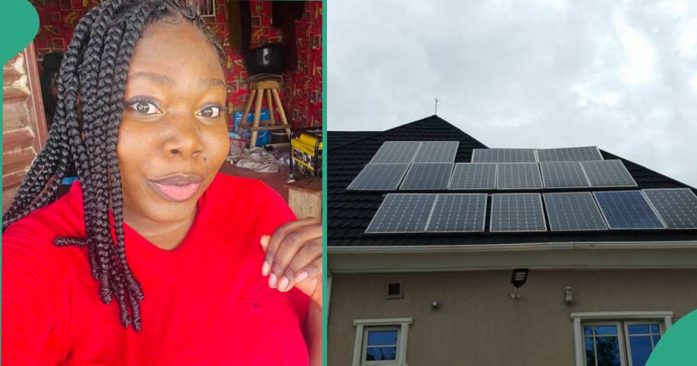Lady shares her solar system that gives her 24/7 light and carries everything in her house