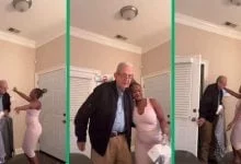 "He's tired already": Young lady entertains her elderly lover with viral dance