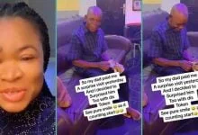 "See Pure Smile on His Face": Lady Blesses Dad with Wads of Cash in Video, His Reaction Melts Hearts