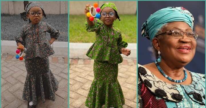 Smart little girl dresses like Okonjo Iweala on school's career day