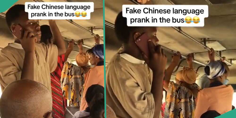 Man who spoke in a fake Chinese language.