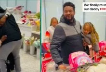 Canadian-Based Nigerian Father Reunites with His Children at the Airport after Long Separation