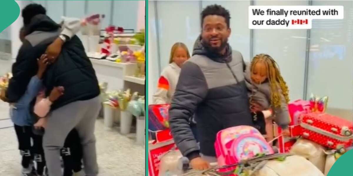 Canadian-Based Nigerian Father Reunites with His Children at the Airport after Long Separation