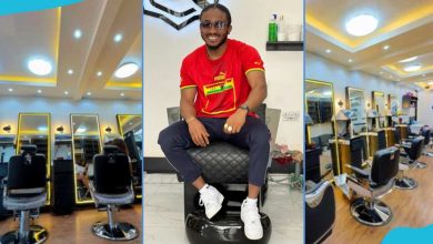 Man who started his barbing business with N8k makes N7.2m, shows off luxurious salon