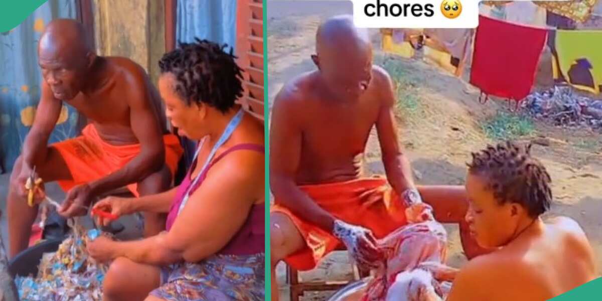 "He Doesn't Want to Stress His Wife": Lady Shares Video of Her Dad Doing Chores With Her Mum