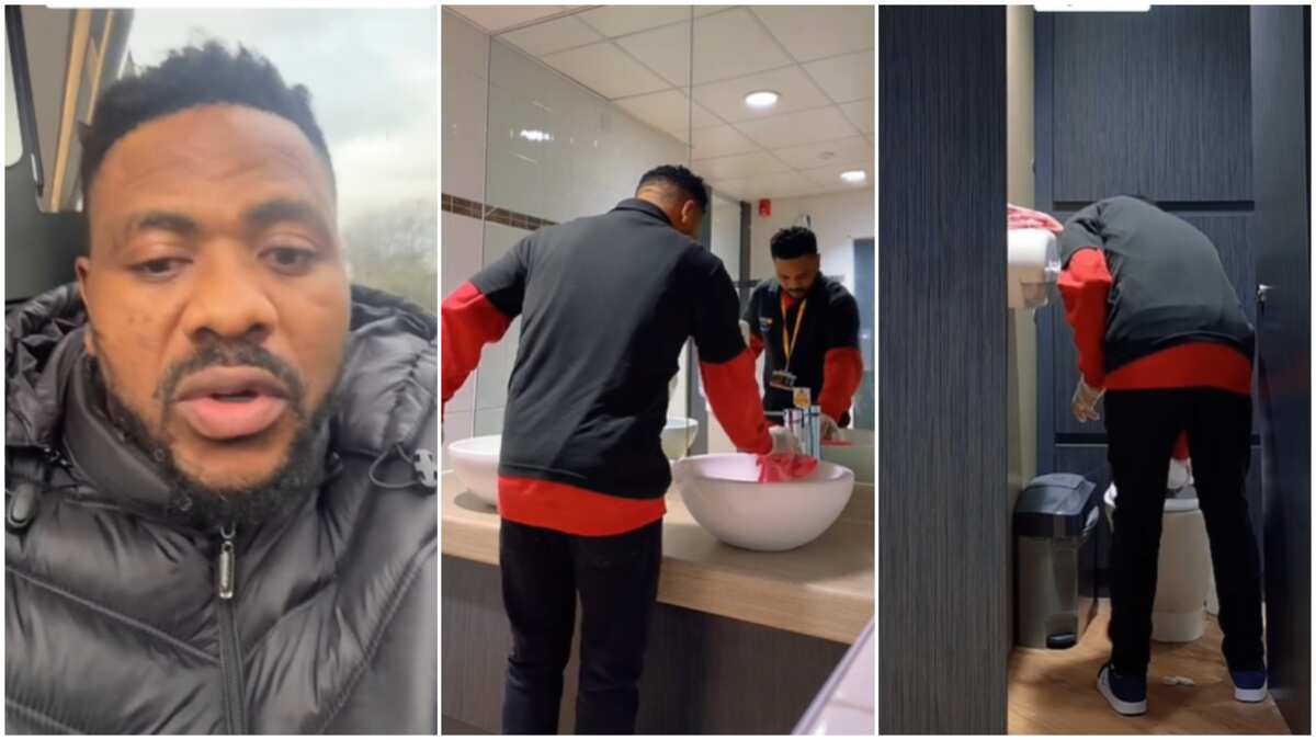 Nigerian man relocates to UK, gets cleaning job, washes toilet with pride, many people talk