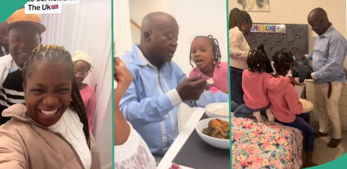 "You're the best": Lady flies her dad to UK to see his grandkids, gives him good food, he prays