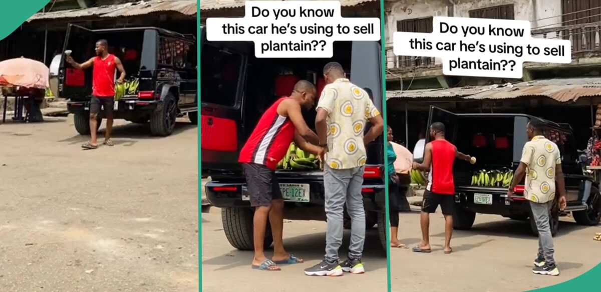 "I Will Not Buy": Rich Man Using Expensive Car to Sell Plantain Goes Viral After Appearing in Street