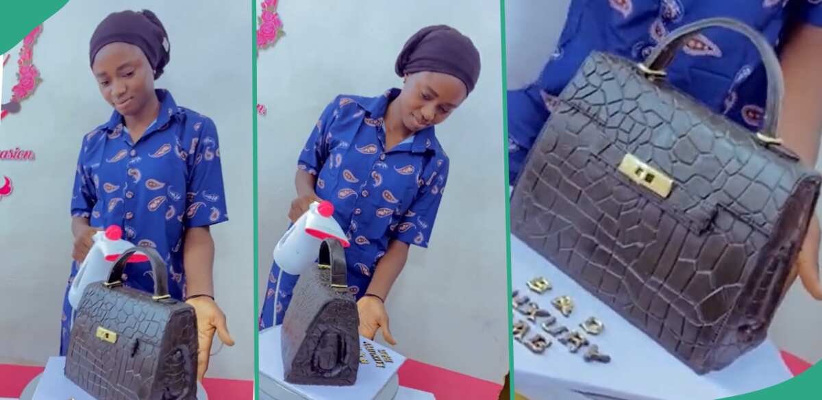 "You Are Good": Nigerian Baker Bakes Beautiful Handbag Cake, Displays it Viral TikTok Video
