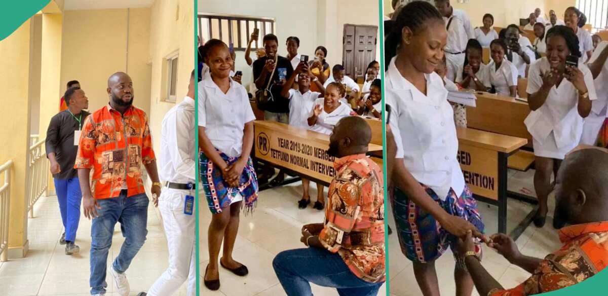 Video as ABSU lecturer proposes to student in classroom on Valentine's Day