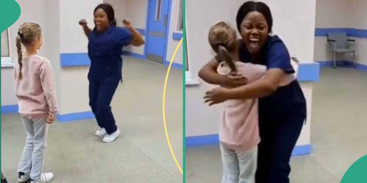 Nurse jumps up as girl begins to walk again in her presence for the first time