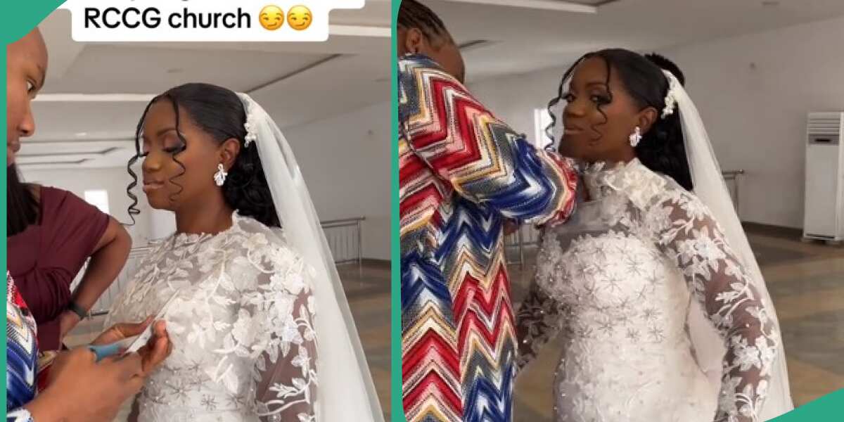 Video of bride's gown being cut with scissors at RCCG church generates buzz