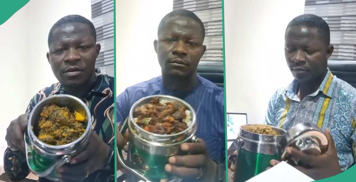 Man flaunts home-cooked food wife gives him to office everyday, video trends