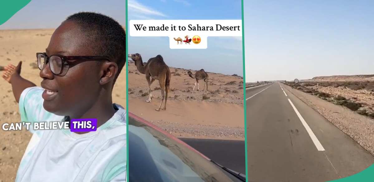 The Nigerian lady driving a car from London to Lagos has reached Sahara Desert