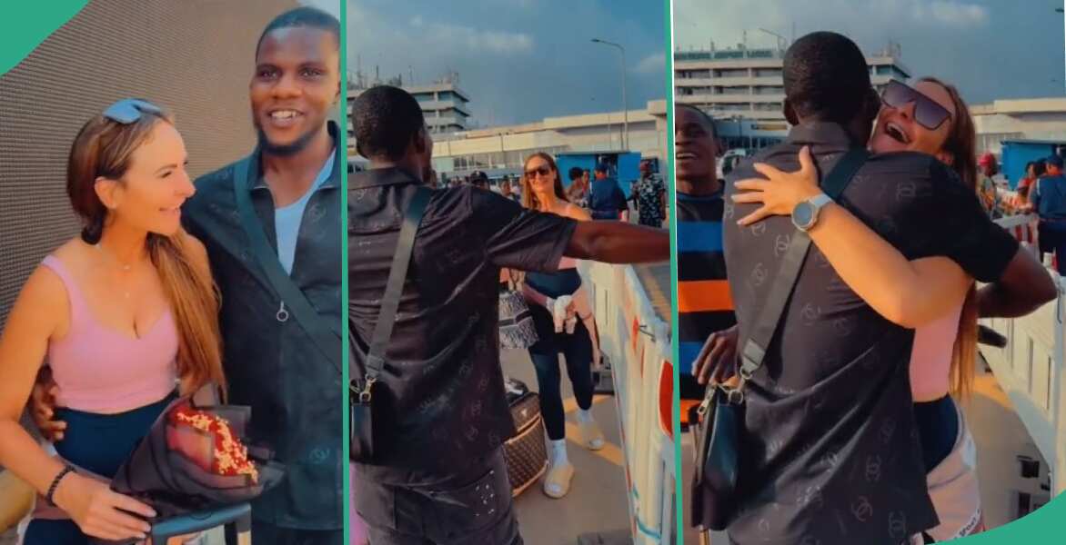 Beautiful White Lady Arrives in Nigeria to Finally Unite With Her Nigerian Lover, Video Goes Viral