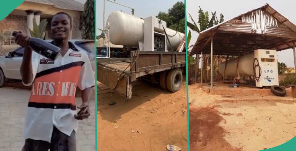 "Congratulations to Me": Nigerian Youth Overjoyed as He Opens New Gas Station, Photos Go Viral