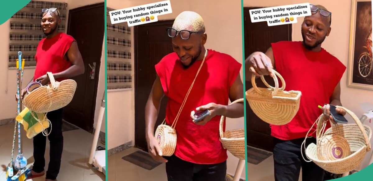 "He Will Soon Buy Land": Man Buys Rattan Handbag and Basket For His Wife, She Reacts in Video