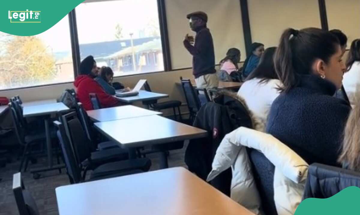 Nigerian Lecturer, Teaching Abroad, Makes Funny Backpedalling Dance After Student’s Correct Answer