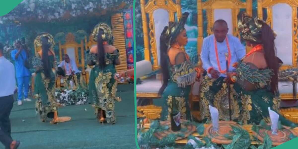 "Na Juju He Take Hold Them?" Reactions as Man Marries Two Women on Same Day in Delta, Video Emerges