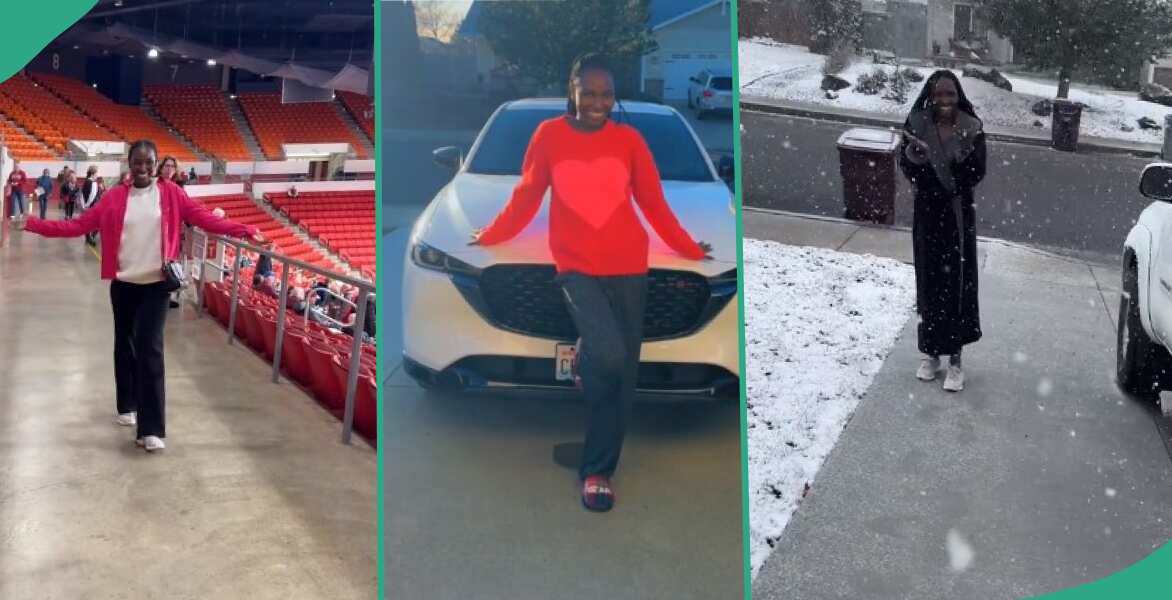 Days after relocating to US, 25-year-old lady gets new car, flaunts it in video