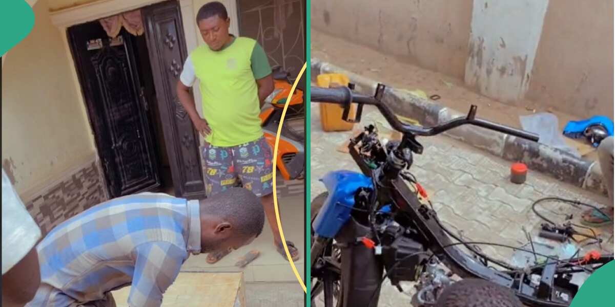 Young man buys 1.1 million naira motorcycle, invites people to assemble it