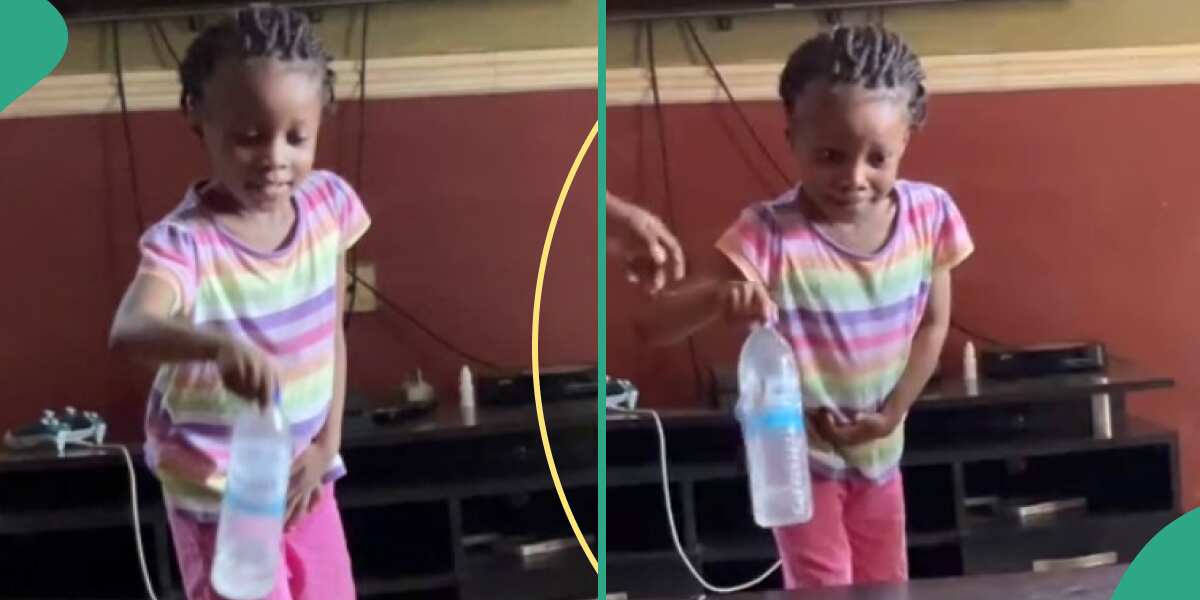 Little girl flips bottle accurately, shows real passion every time in rare clip