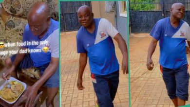 "Your papa na last born": Happy old man walks with shakara after eating sweet me...