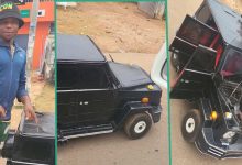 "See talent": Nigerian man from Imo State constructs small G-Wagon that uses bat...