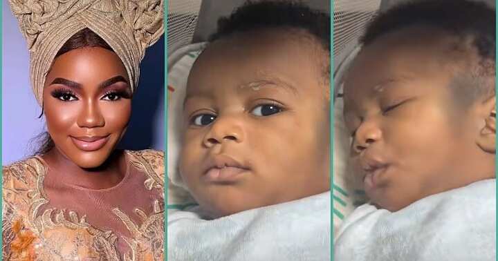 Baby gives mum bombastic side eyes for leaving home without him