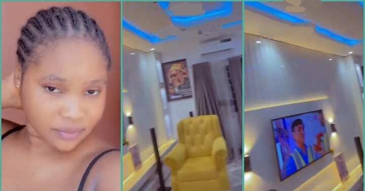 "I Can't Follow a Man to Cheap Hotel of N10k": Lady Brags in Video, Flaunts Interior of Her House