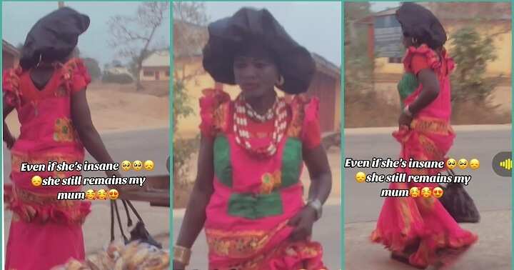"She Still Remains My Mum": Lady Sees Her Mentally Challenged Mother Walking on The Road in Video