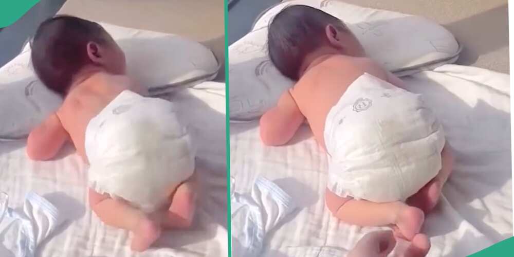 Baby's sleeping position goes viral.