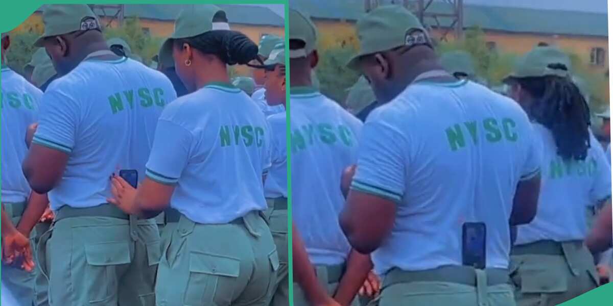 "Brotherhood is not proud": NYSC lady puts phone on man's waist, records herself